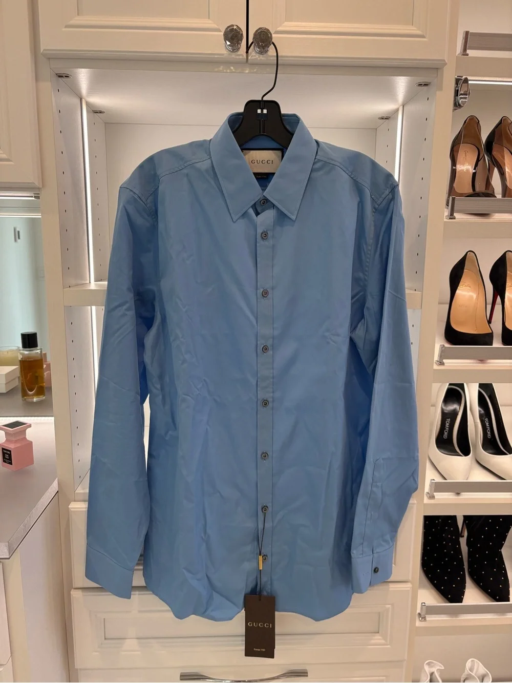 Gucci Sky Blue Long-Sleeve Cotton Dress Shirt